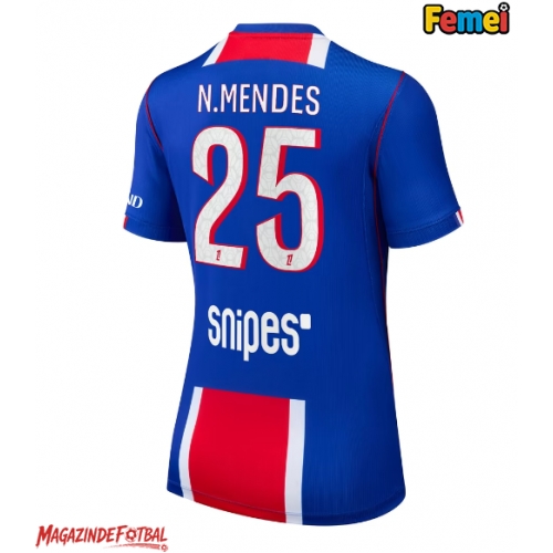 Paris Saint-Germain Nuno Mendes #25 Tricou Fotbal Replică 2026-27 Femei Acasa Paris Saint-Germain Nuno Mendes #25 Tricou Fotbal Replică 2026-27 Femei Acasa